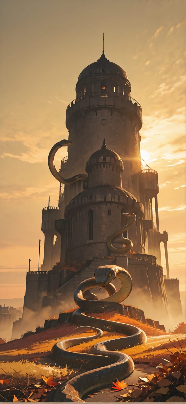 Citadel Yellow Sunset Sky Autumn Animal mobile wallpaper / スマホ壁紙