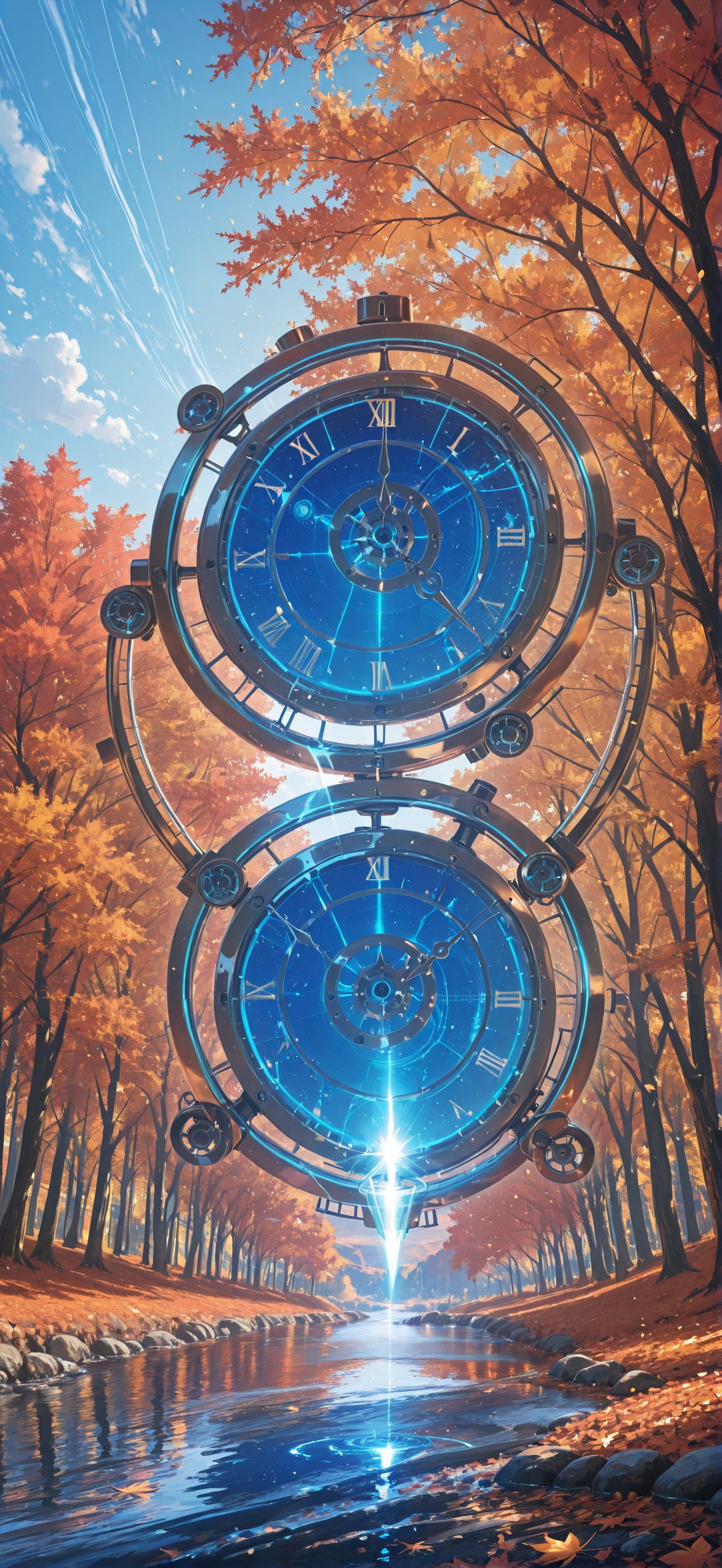 Clockwork Blue Afternoon Sea Autumn mobile wallpaper / スマホ壁紙