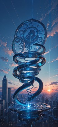 Clockwork Blue Sunset City Summer Animal Machine mobile wallpaper / スマホ壁紙