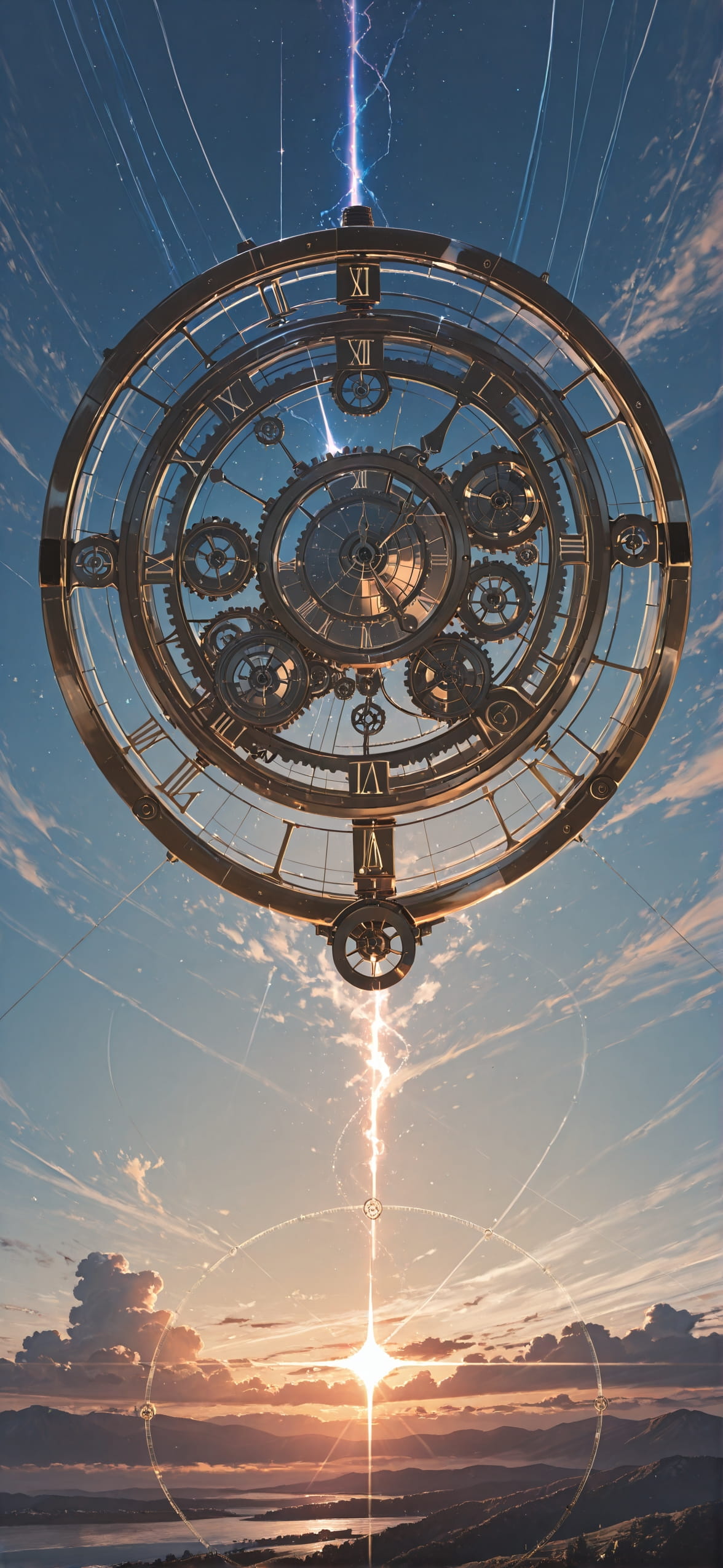 Clockwork Brown Afternoon Sky Summer mobile wallpaper / スマホ壁紙