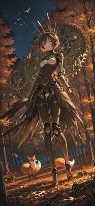 Clockwork Brown Night Nature Autumn Animal Machine mobile wallpaper / スマホ壁紙