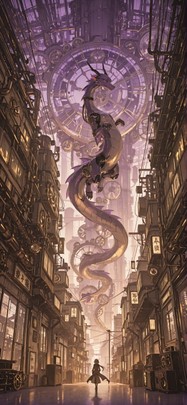 Clockwork Purple Afternoon City Spring Animal Machine mobile wallpaper / スマホ壁紙