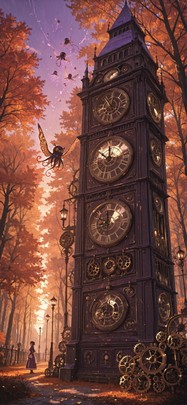 Clockwork Purple Afternoon Nature Autumn Animal mobile wallpaper / スマホ壁紙
