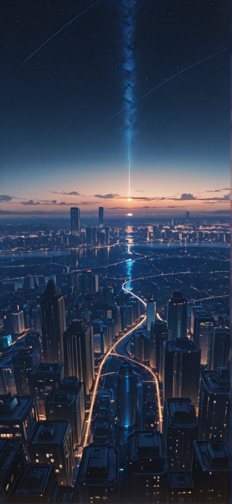 Cobalt Brown Afternoon City Spring Machine mobile wallpaper / スマホ壁紙