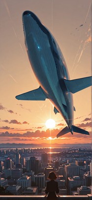 Cobalt Brown Sunset City Summer Animal Machine mobile wallpaper / スマホ壁紙