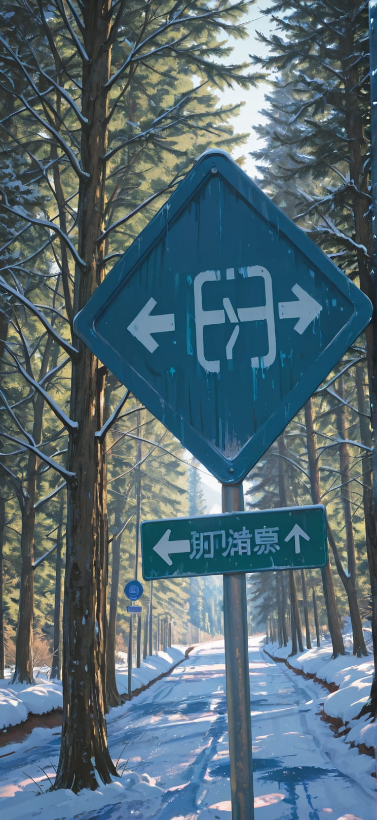 Cobalt Green Afternoon Nature Winter mobile wallpaper / スマホ壁紙