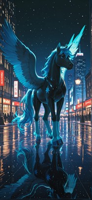 Cobalt Green Night City Winter Animal mobile wallpaper / スマホ壁紙