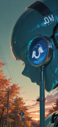 Cobalt Green Sunset Sky Autumn Machine mobile wallpaper / スマホ壁紙