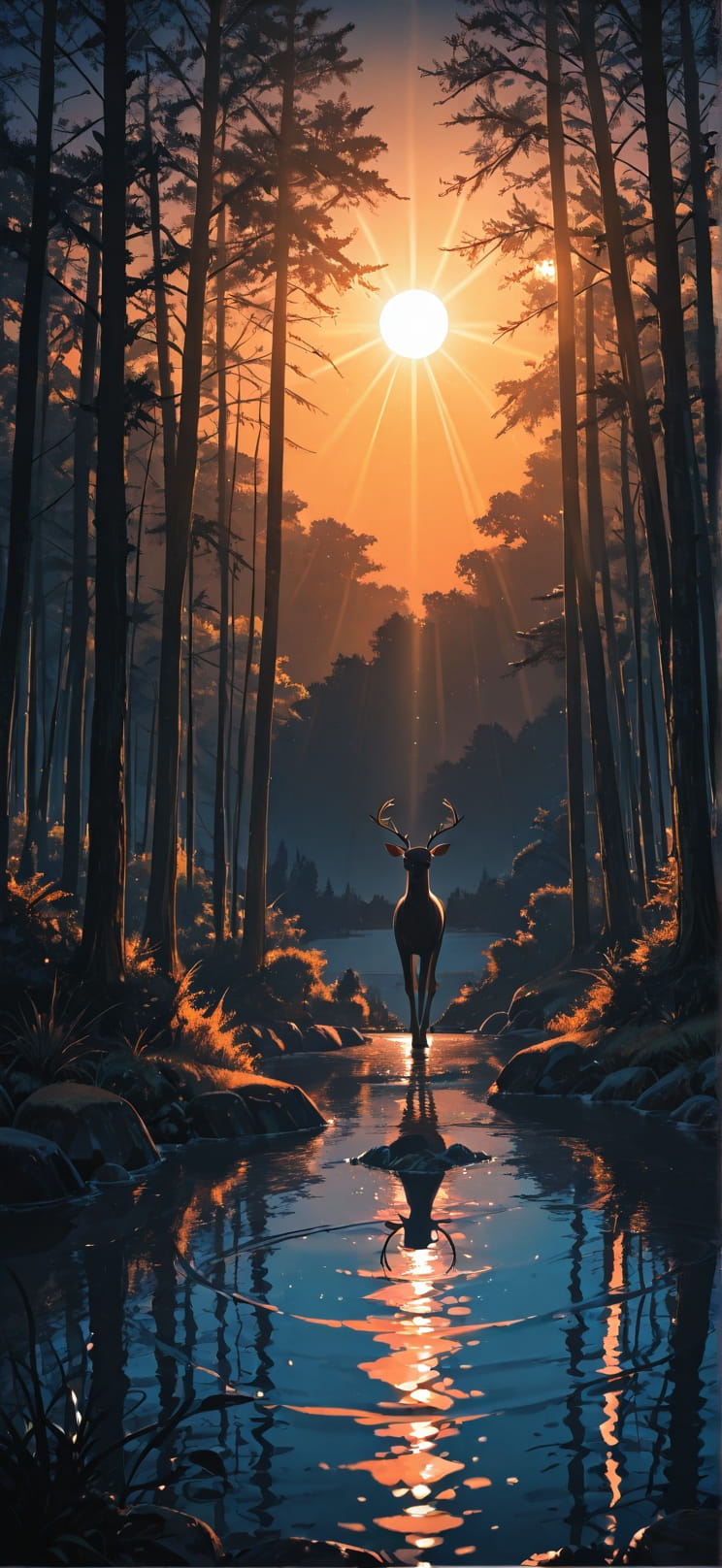 Cobalt Orange Night Nature Spring Animal mobile wallpaper / スマホ壁紙