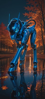 Cobalt Orange Night Sea Autumn Machine mobile wallpaper / スマホ壁紙