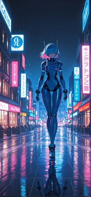 Cobalt Pink Night City Winter Machine mobile wallpaper / スマホ壁紙