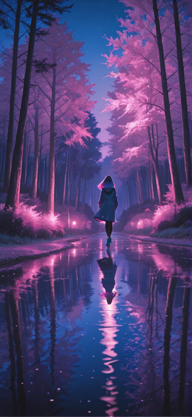 Cobalt Pink Night Nature Spring mobile wallpaper / スマホ壁紙