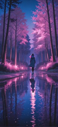 Cobalt Pink Night Nature Spring mobile wallpaper / スマホ壁紙