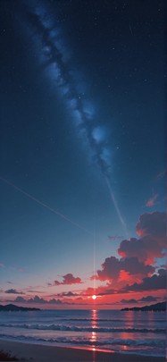 Cobalt Red Afternoon Sea Winter mobile wallpaper / スマホ壁紙