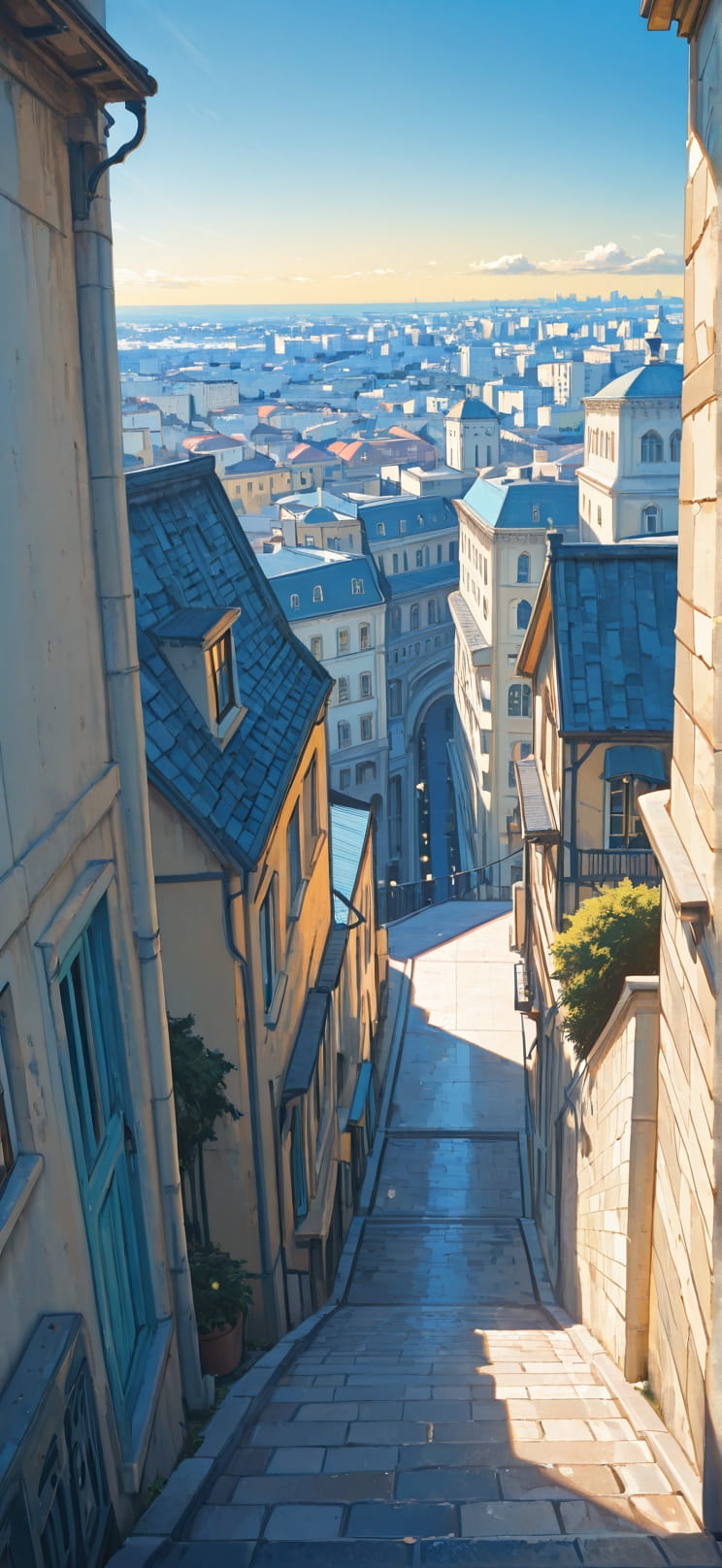 Cobalt Yellow Afternoon City Spring mobile wallpaper / スマホ壁紙