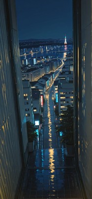 Cobalt Yellow Night City Summer mobile wallpaper / スマホ壁紙