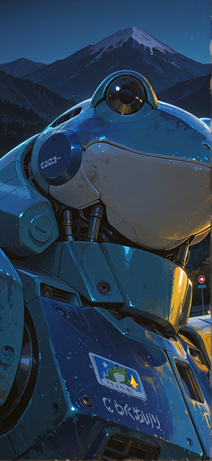 Cobalt Yellow Night Mountain Summer Animal Machine mobile wallpaper / スマホ壁紙