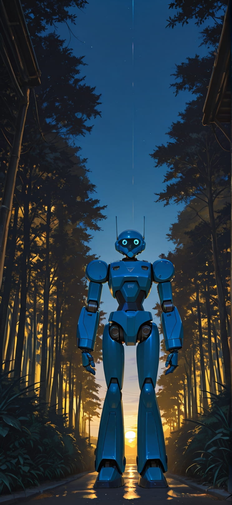 Cobalt Yellow Night Nature Summer Machine mobile wallpaper / スマホ壁紙