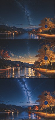 Cobalt Yellow Night Sea Autumn Animal mobile wallpaper / スマホ壁紙