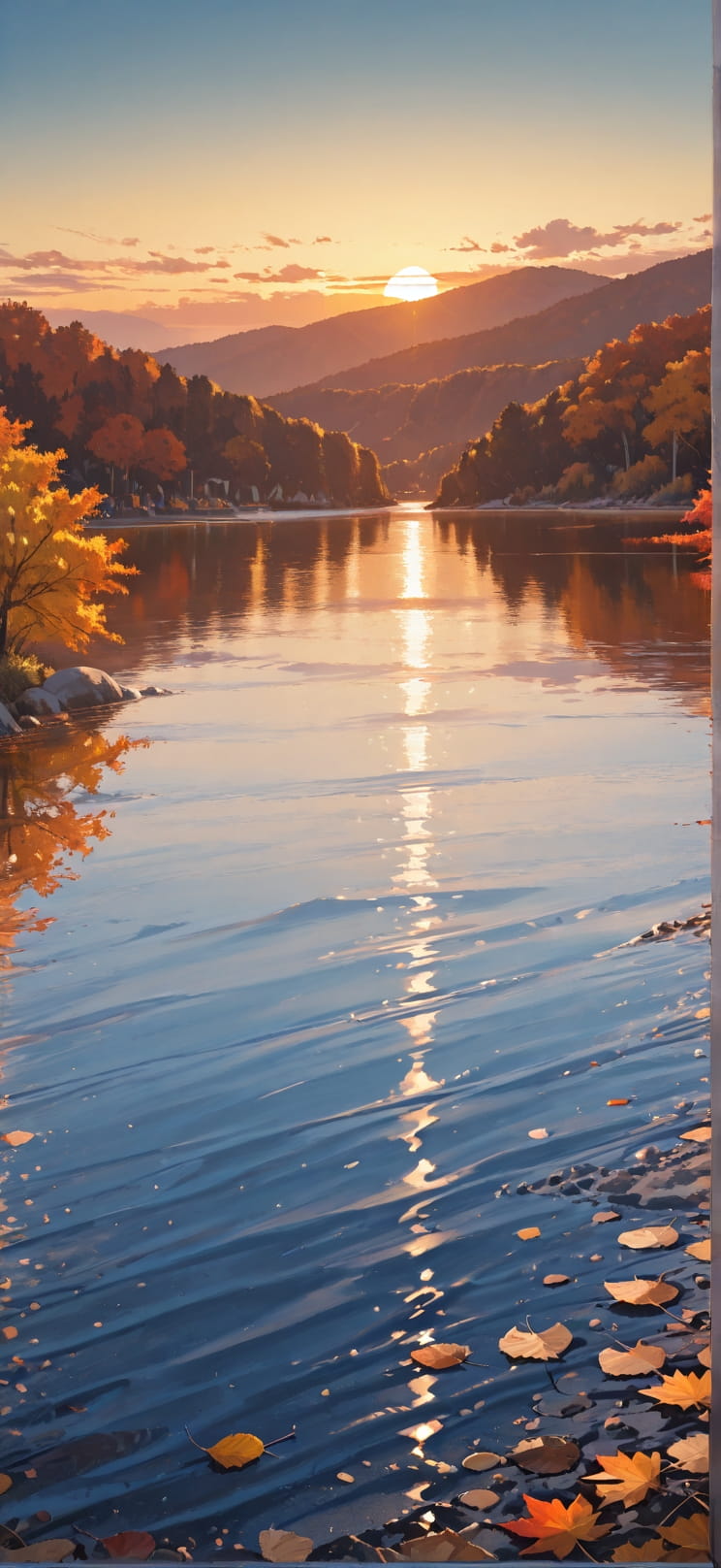 Cobalt Yellow Sunset Sea Autumn mobile wallpaper / スマホ壁紙