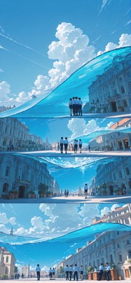 Connectioneering Blue Afternoon City Summer Machine mobile wallpaper / スマホ壁紙