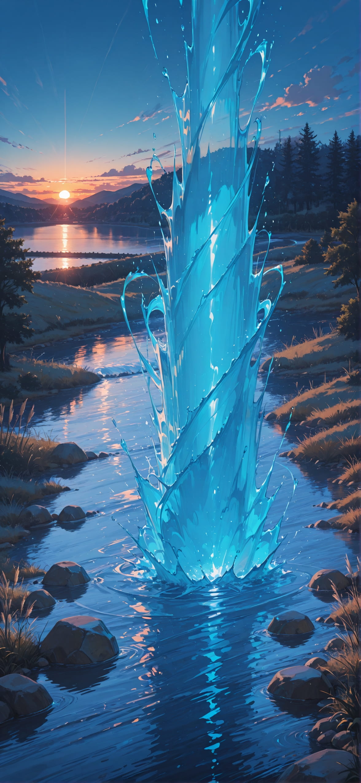 Connectioneering Blue Sunset Sea Spring mobile wallpaper / スマホ壁紙