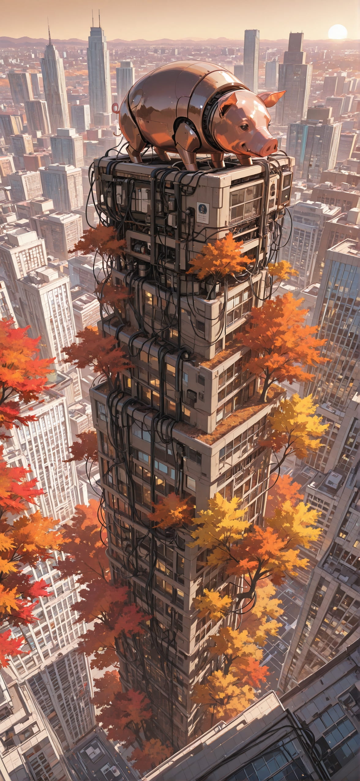 Connectioneering Brown Afternoon City Autumn Animal Machine mobile wallpaper / スマホ壁紙