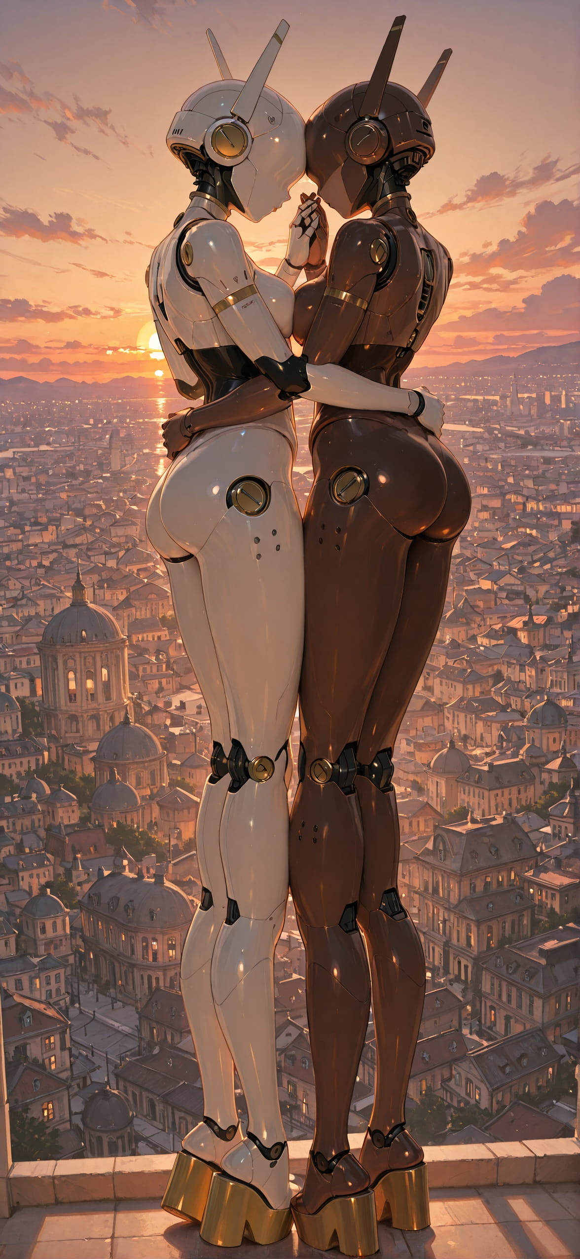 Connectioneering Brown Sunset City Spring Machine mobile wallpaper / スマホ壁紙