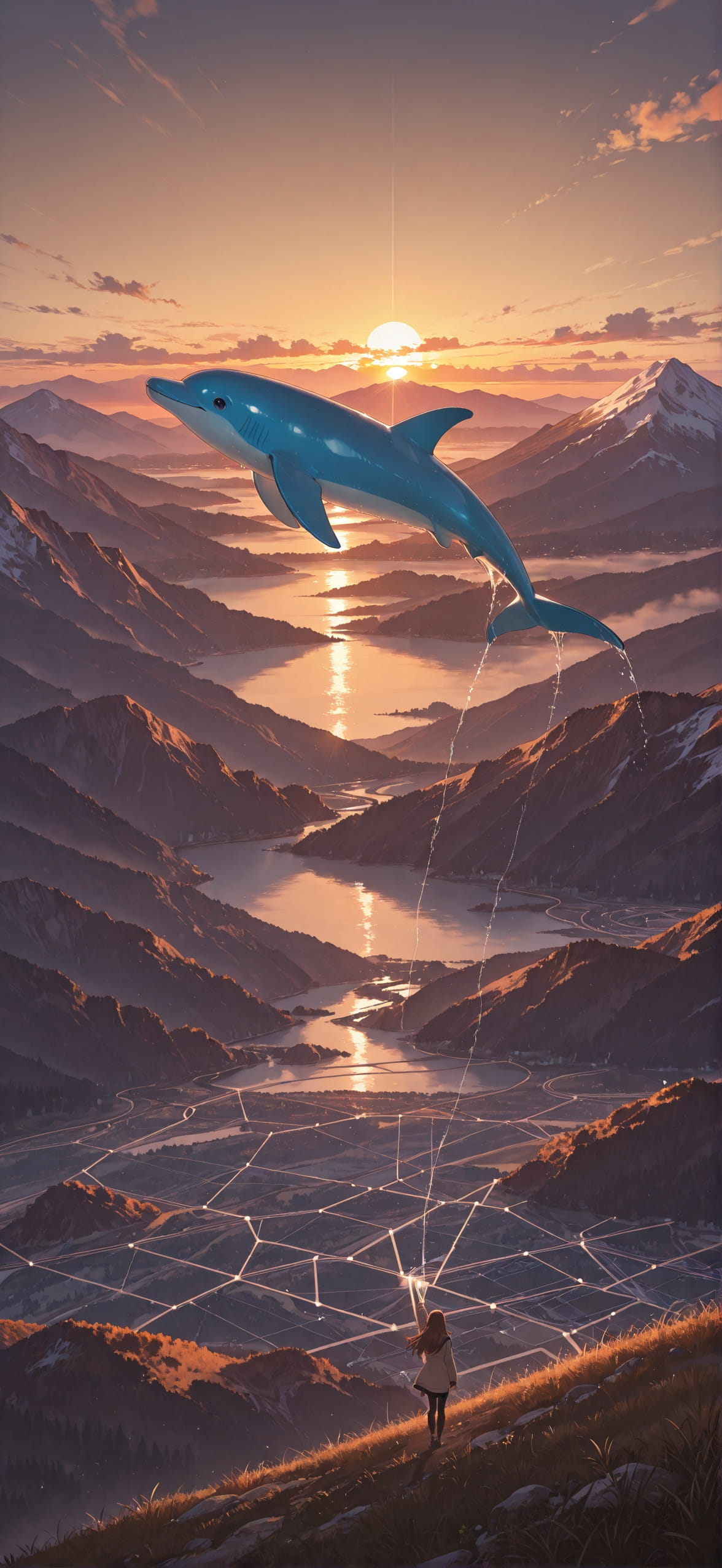 Connectioneering Brown Sunset Mountain Spring Animal mobile wallpaper / スマホ壁紙