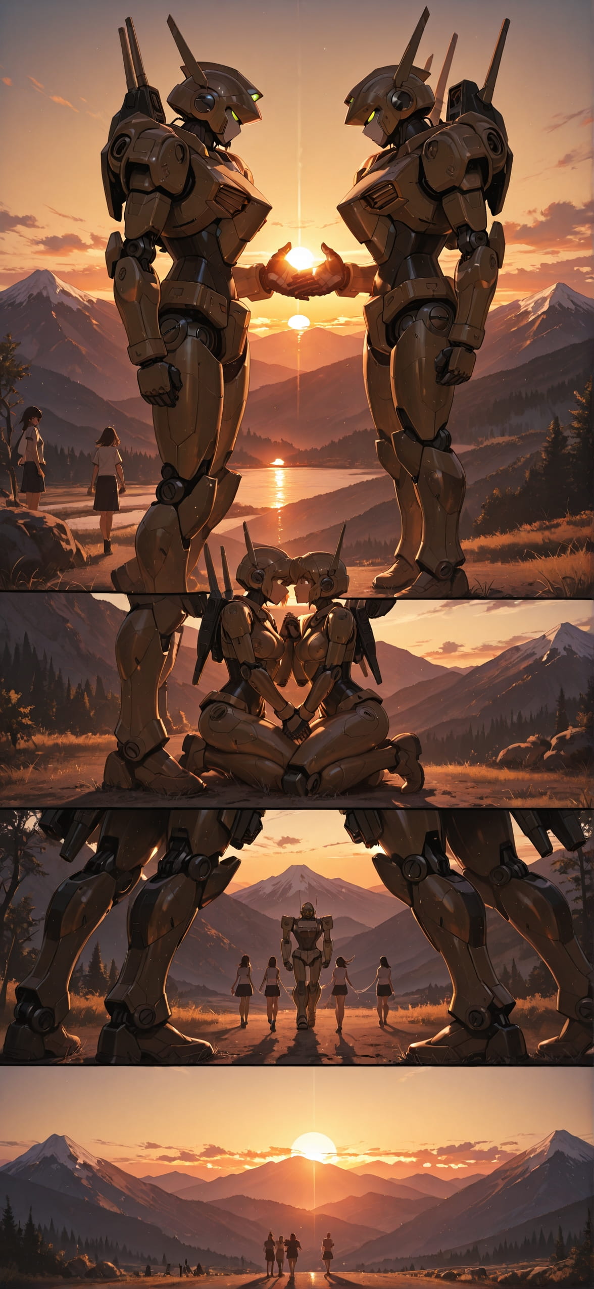 Connectioneering Brown Sunset Mountain Summer Machine mobile wallpaper / スマホ壁紙