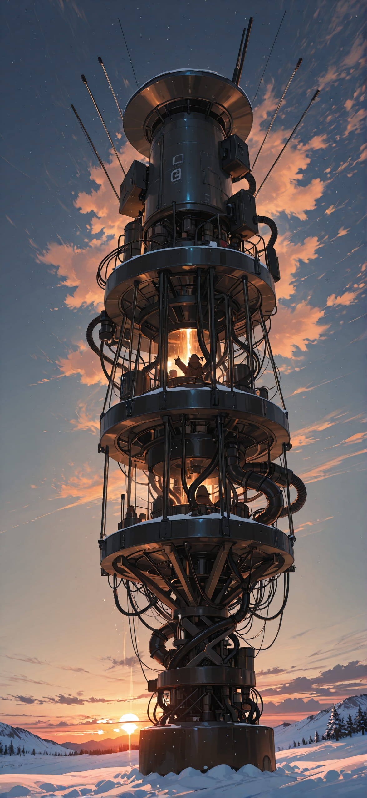 Connectioneering Brown Sunset Sky Winter Machine mobile wallpaper / スマホ壁紙