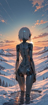 Connectioneering Orange Afternoon Sky Winter Machine mobile wallpaper / スマホ壁紙