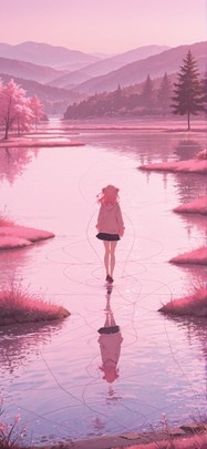 Connectioneering Pink Afternoon Sea Spring mobile wallpaper / スマホ壁紙