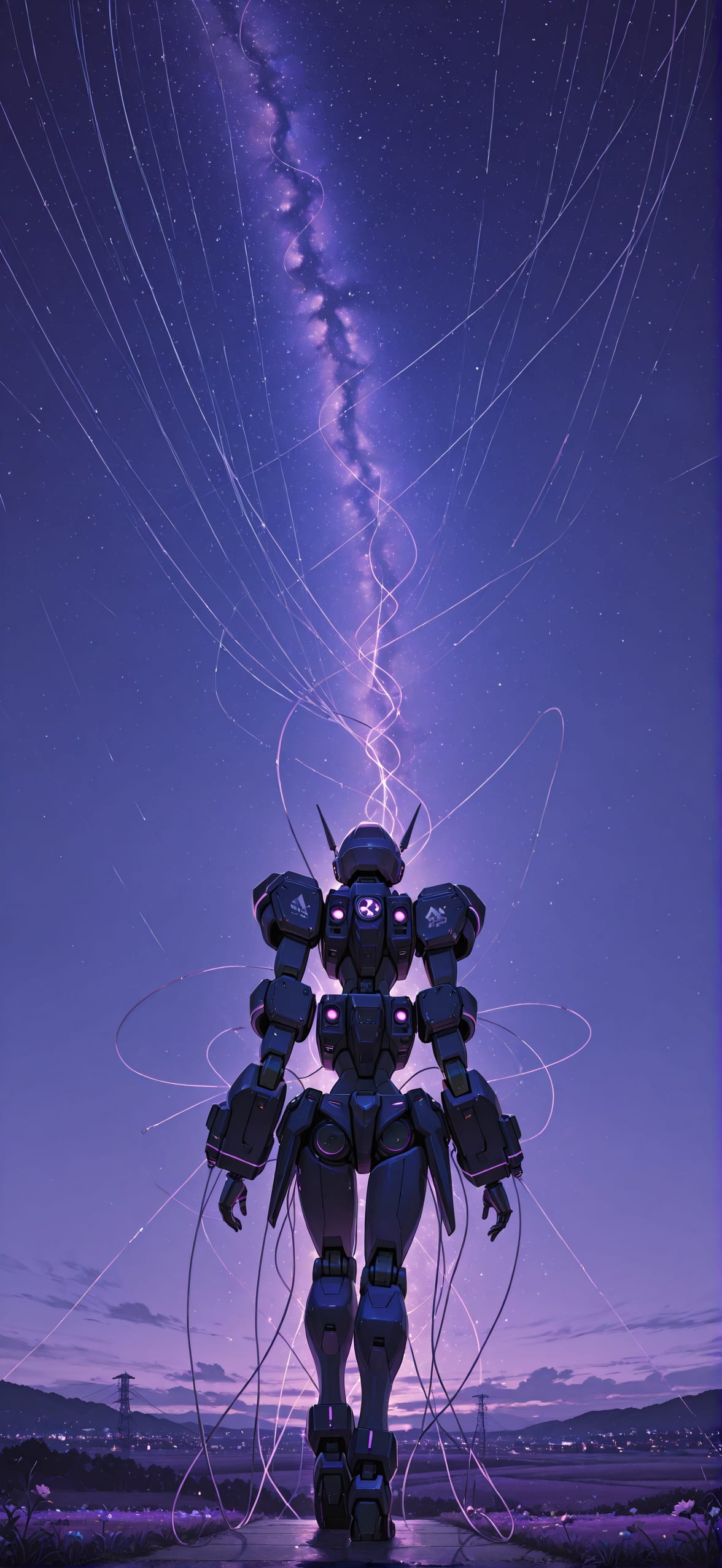 Connectioneering Purple Night Sky Spring Machine mobile wallpaper / スマホ壁紙