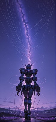 Connectioneering Purple Night Sky Spring Machine mobile wallpaper / スマホ壁紙