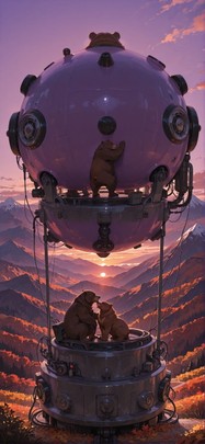 Connectioneering Purple Sunset Mountain Autumn Animal Machine mobile wallpaper / スマホ壁紙