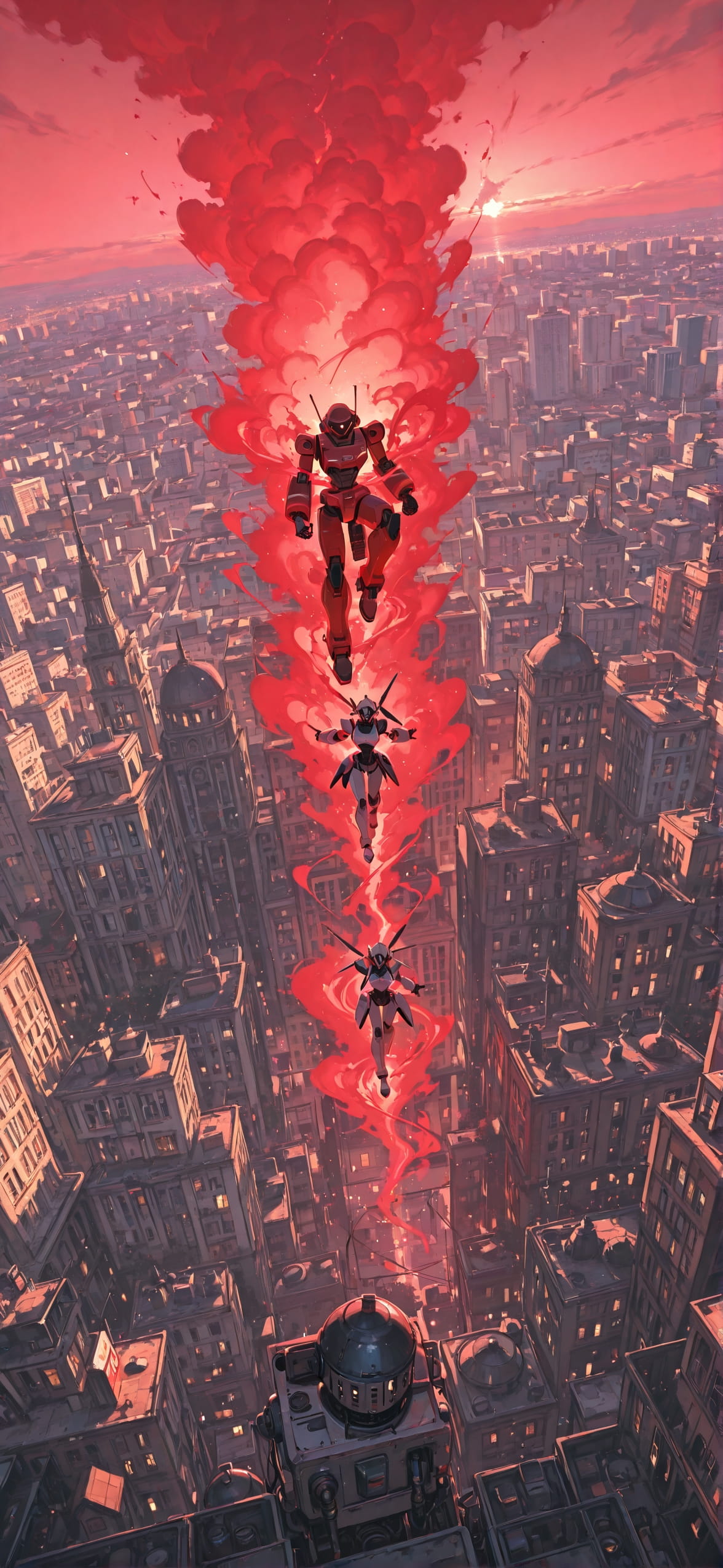 Connectioneering Red Afternoon City Spring Machine mobile wallpaper / スマホ壁紙