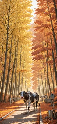 Connectioneering Yellow Afternoon Nature Autumn Animal Machine mobile wallpaper / スマホ壁紙