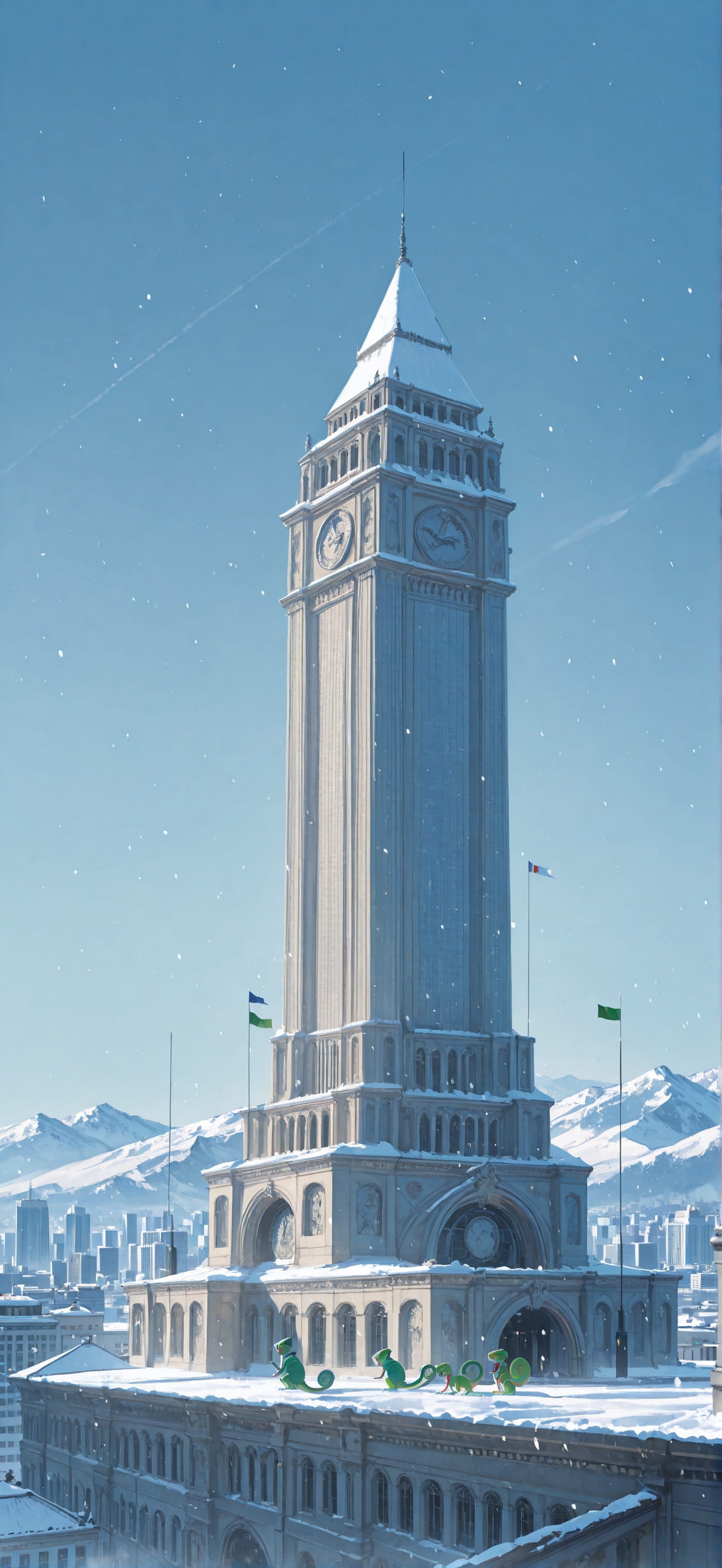 Democracyday Blue Afternoon City Winter Animal Machine mobile wallpaper / スマホ壁紙