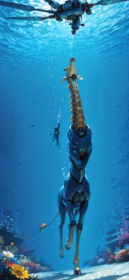 Democracyday Blue Afternoon Sea Spring Animal Machine mobile wallpaper / スマホ壁紙