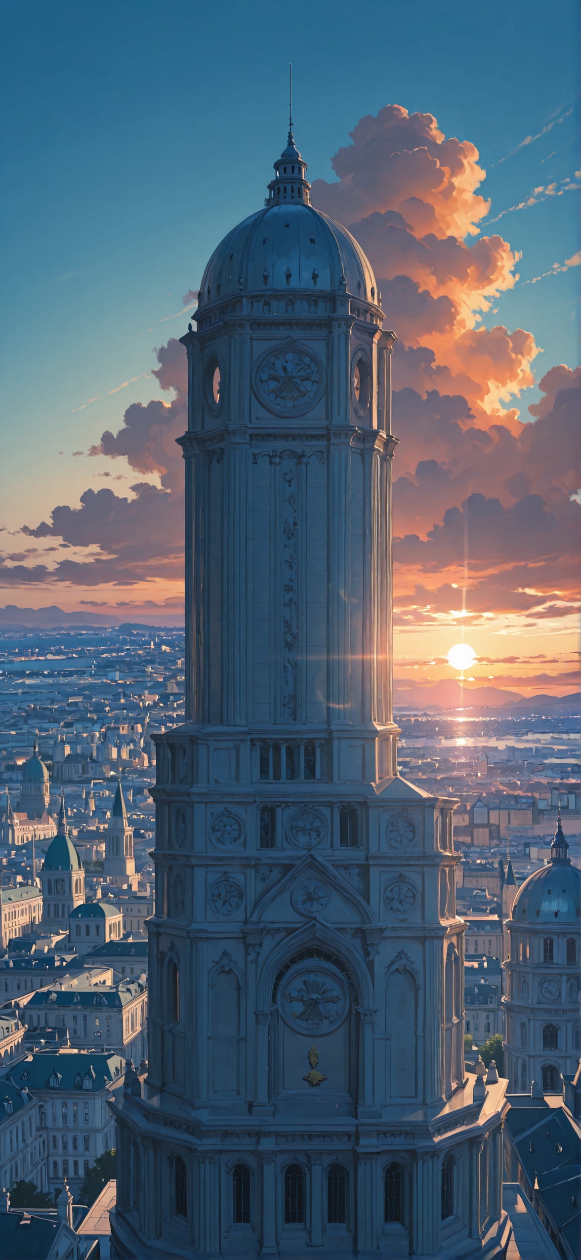 Democracyday Blue Sunset City Summer mobile wallpaper / スマホ壁紙
