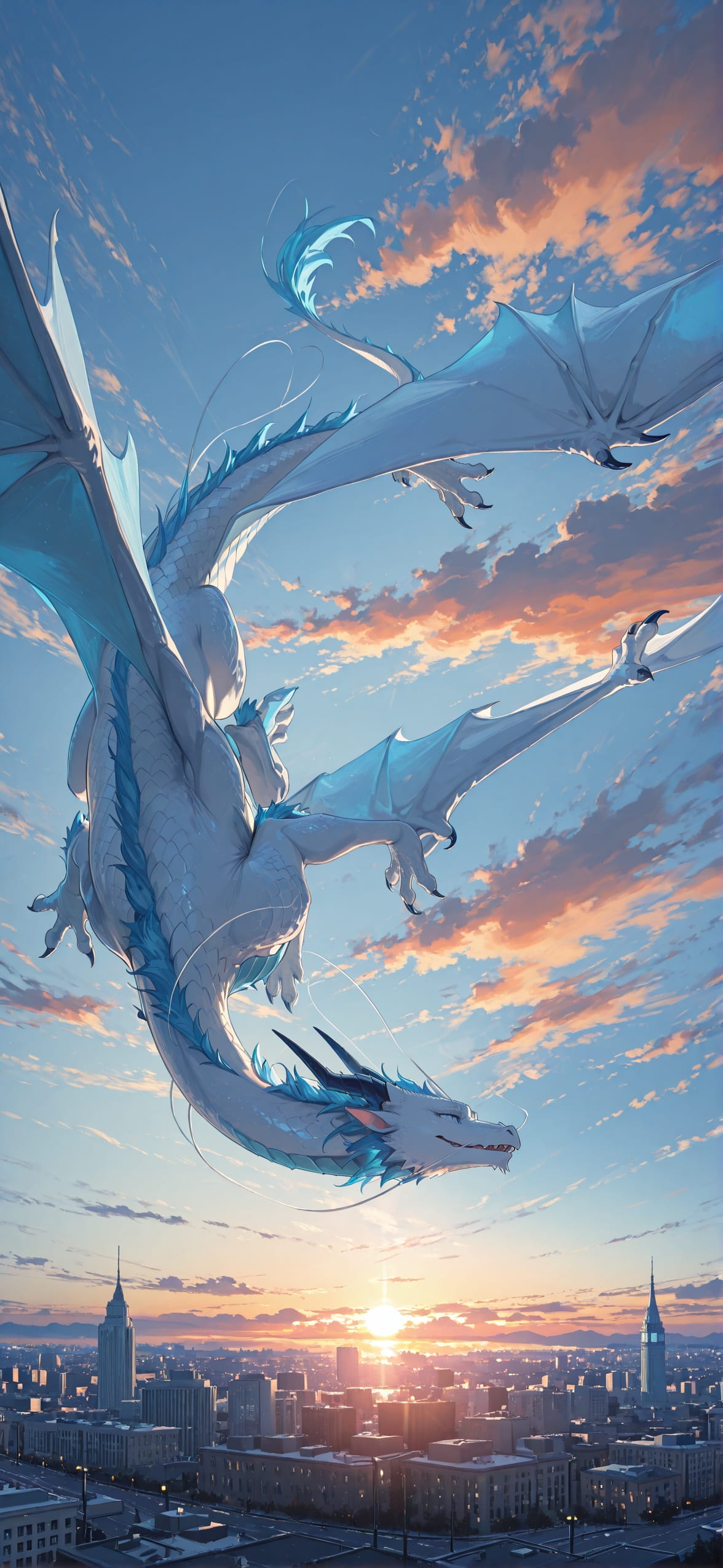 Democracyday Blue Sunset City Winter Animal mobile wallpaper / スマホ壁紙