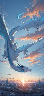 Democracyday Blue Sunset City Winter Animal mobile wallpaper / スマホ壁紙