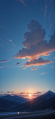 Democracyday Blue Sunset Mountain Summer mobile wallpaper / スマホ壁紙