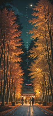 Democracyday Green Night Nature Autumn mobile wallpaper / スマホ壁紙