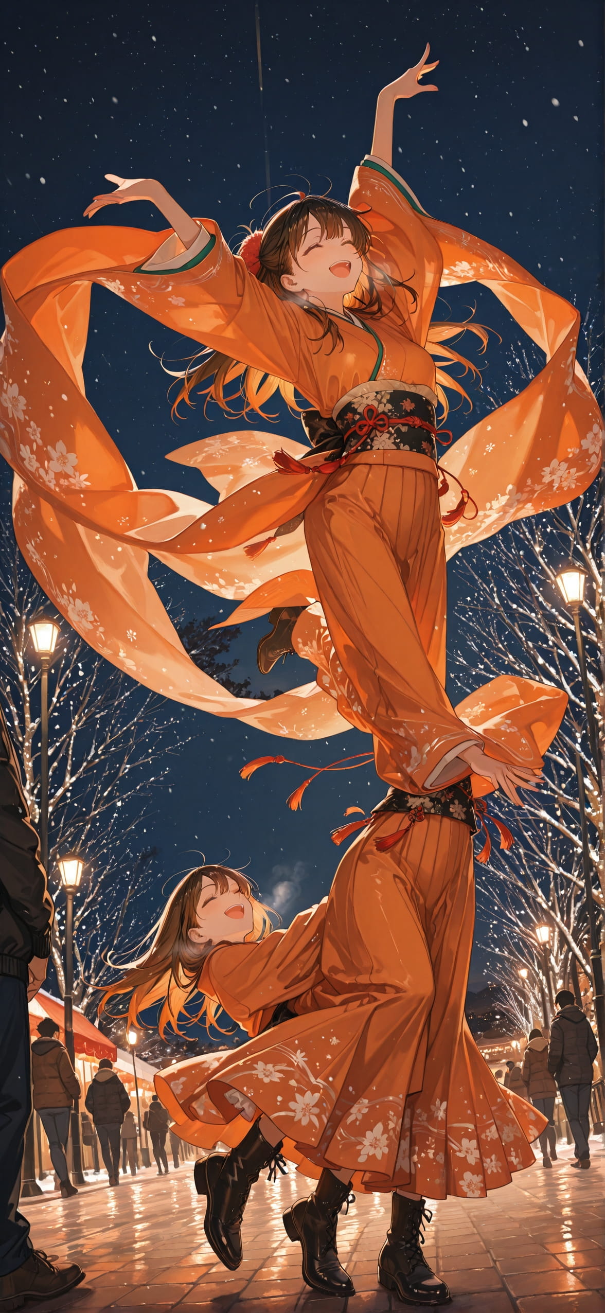 Democracyday Orange Night Sky Winter mobile wallpaper / スマホ壁紙