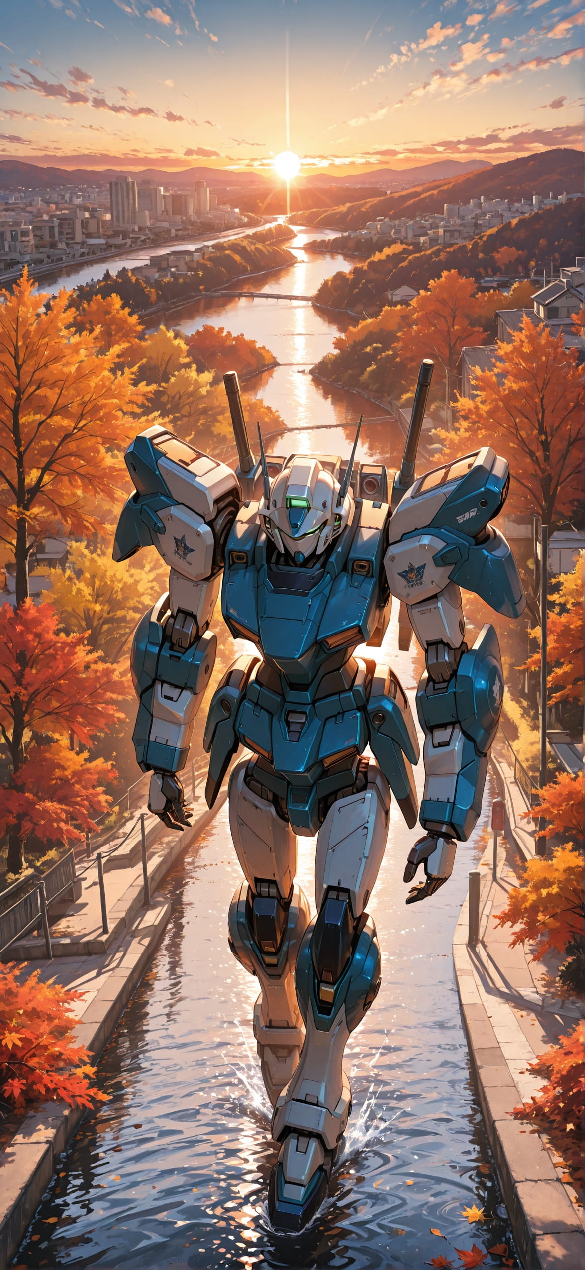 Democracyday Orange Sunset Sea Autumn Machine mobile wallpaper / スマホ壁紙