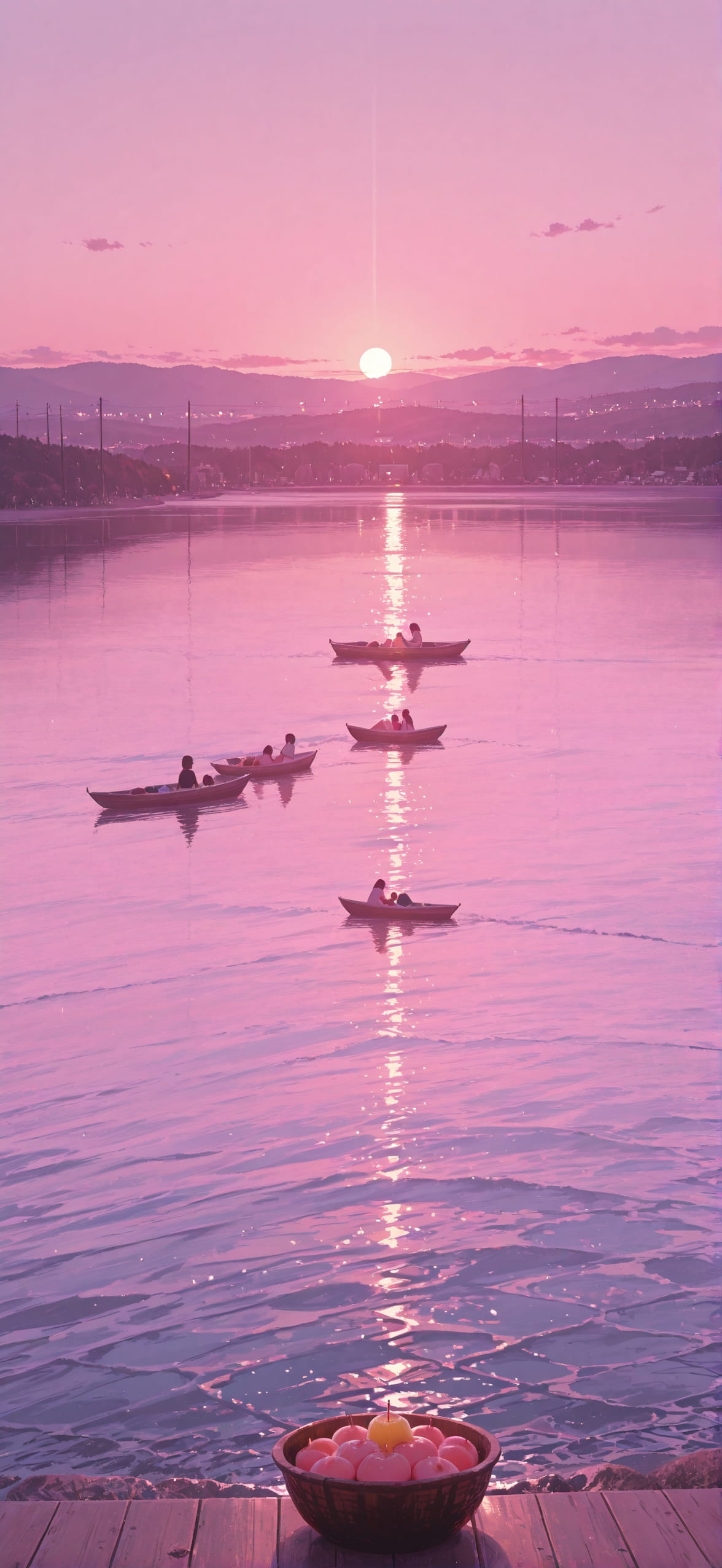 Democracyday Pink Afternoon Sea Summer mobile wallpaper / スマホ壁紙