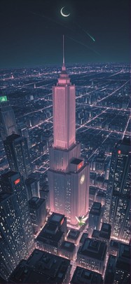 Democracyday Pink Night City Summer Animal mobile wallpaper / スマホ壁紙