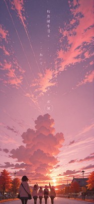 Democracyday Pink Sunset Sky Autumn mobile wallpaper / スマホ壁紙